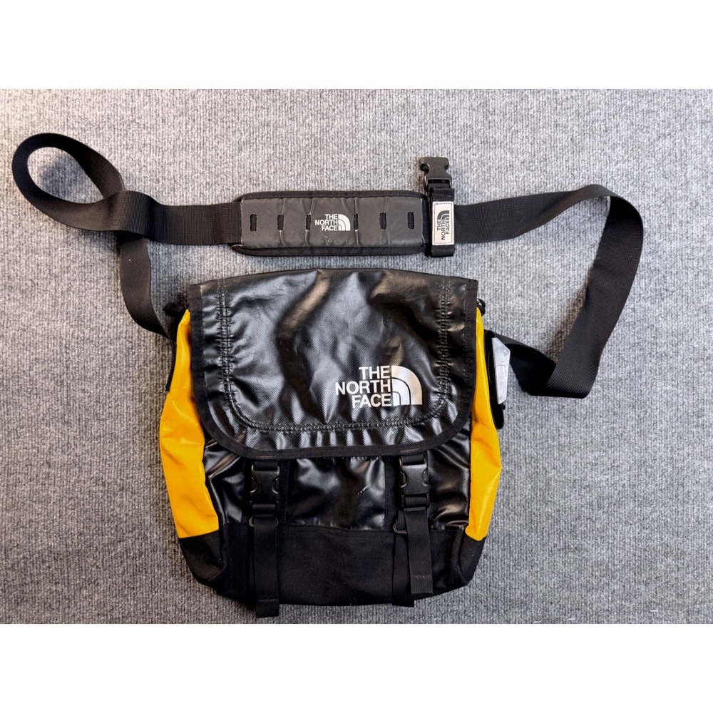 The North Face Base Camp Messenger Bag Small Black Yellow Nylon Crossbody Bag